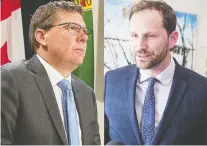  ??  ?? Sask. Party Leader and Premier Scott Moe, left, and NDP Leader Ryan Meili sparred over the province’s COVID-19 response during the season.