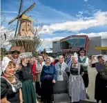  ?? DAVID UNWIN/STUFF ?? Te Awahou Nieuwe Stroom cultural centre, right of the Foxton Dutch windmill in Foxton, opened in November last year.