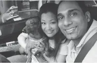  ?? FACEBOOK ?? Ryan Ramgahan, his wife, Cat Yen, and their dog Spongy.