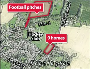  ??  ?? Where the homes - which will be accessed via Canterbury Road - are planned to be sited, with the football pitches on the other side of Ball Lane