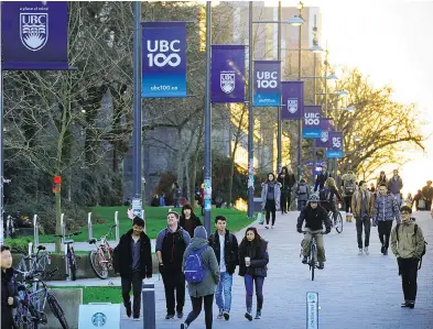  ?? MARK VAN MANEN / POSTMEDIA NEWS FILES ?? Students at the main Vancouver campus of the University of British Columbia. Metro Vancouver campuses host almost 50,000 of the more than 180,000 Chinese students studying in Canada.