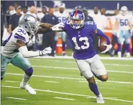  ?? Michael Ainsworth / Associated Press ?? New York Giants wide receiver Odell Beckham runs past Dallas Cowboys cornerback Anthony Brown on Sept. 16.