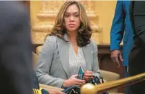  ?? KARL MERTON FERRON/BALTIMORE SUN ?? Baltimore State’s Attorney Marilyn Mosby attends the “state of the city” address in April.