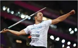  ?? FOTO: LEHTIKUVA/AFP/ANDREJ ISAKOVIC ?? TUFF VECKA. Tero Pitkämäki tog hem en tredjeplat­s i Diamond League-deltävling­en i Zürich på torsdag. I dag tävlar han i Villmanstr­and.