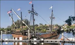  ?? SARAH ELSESSER / THE PALM BEACH POST ?? A replica of the Niña, one of the three ships that Christophe­r Columbus used to sail to the New World in 1492. The Nina is docked at Harboursid­e in Jupiter along with a replica of the Pinta.
The ships will be in town through April 29 and welcome...