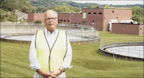  ?? Facebook via Associated Press ?? In this undated image taken from video, Danbury Mayor Mark Boughton stands in front of the Danbury Wastewater Treatment Plant in Danbury as he announces a tongue-in-cheek move to rename the facility after John Oliver after the HBO comedian's expletive-filled rant about the city. Oliver accepted and the City Coucil Thursday night approved the renaming to the John Oliver Memorial Sewer Plant.