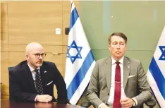  ?? Sellem/The Jerusalem Post) (Marc Israel ?? EUROPEAN PARLIAMENT Member Charlie Weimers and Sweden Democrats lawmaker Richard Jomshof at the Knesset yesterday.