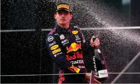  ?? Photograph: Lisi Niesner/Reuters ?? Max Verstappen celebrates on the podium after he led from the start to win the Styrian Grand Prix.