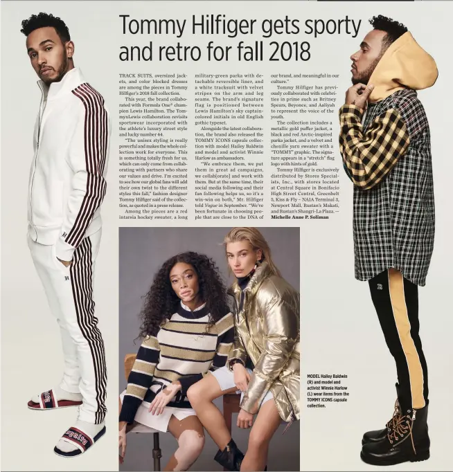  ??  ?? MODEL Hailey Baldwin (R) and model and activist Winnie Harlow (L) wear items from the TOMMY ICONS capsule collection.