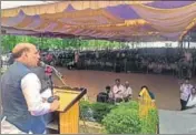  ?? HT PHOTO ?? Rajanath singh addresses a crowd in Karnataka on Saturday.