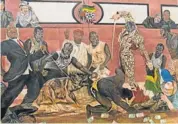  ??  ?? PRESIDENTI­AL PAINTINGS: Artist Ayanda Mabulu has been at the centre of controvers­y with his paintings, including some much discussed works featuring Pres Jacob Zuma