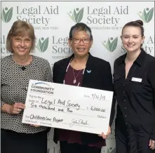  ?? PHOTO PROVIDED ?? The Legal Aid Society of Northeaste­rn New York is awarded the Community Foundation of the Greater Capital Region Impact Grant in support of its Children’s Law Project.