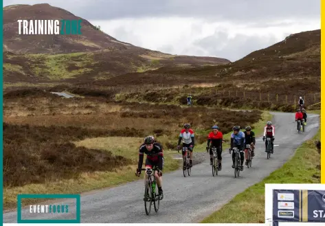  ?? ?? Riders enjoy the closed roads of the 2019 Etape Caledonia