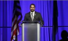  ?? Matt Rourke/Associated Press ?? State Sen. Sharif Street speaks during a Pennsylvan­ia Democratic Party fundraiser. Mr. Street is considerin­g a run for the state’s open U.S. Senate seat next year.