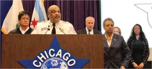  ?? SAM CHARLES/SUN-TIMES ?? Chicago Police Supt. Eddie Johnson and Mayor Lori Lightfoot on Wednesday announced plans to change the way murders are investigat­ed.
