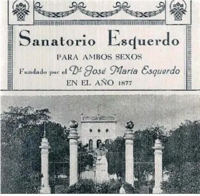  ??  ?? Publicidad del sanatorio de Esquerdo.