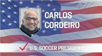  ?? /TWITTER ?? Carlos Cordeiro (arriba) enfrenta el compromiso de alcanzar el siguiente nivel para el fútbol de EEUU tras el fracaso reciente.
