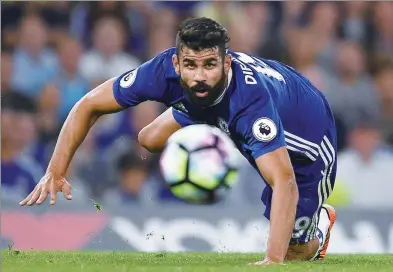  ?? TONY O'BRIEN / REUTERS ?? Chelsea’s Diego Costa in action during Monday’s English Premier League match against West Ham United at Stamford Bridge in London. Costa scored the winner in the Blues’ 2-1 victory.