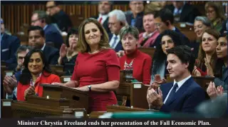  ?? ?? Minister Chrystia Freeland ends her presentati­on of the Fall Economic Plan.