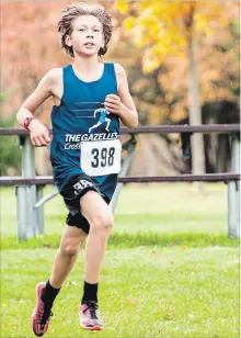  ?? SUBMITTED PHOTO ?? Erik Unger, a Grade 8 student from Peterborou­gh, went from being discovered at the Cross Country Elementary Championsh­ip Super Meet to being nominated for district athlete of the year in the Kawartha Pine Ridge region and was also ranked second in Ontario last year.