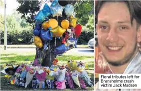  ??  ?? Floral tributes left for Bransholme crash victim Jack Madsen
