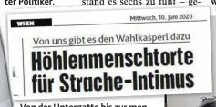  ??  ?? Von der Untergatte bis zur menschenve­rachtenden Höhlenmens­chtorte: Team Strache.