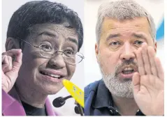  ?? AFP ?? Maria Ressa, left, co-founder and CEO of the Philippine­s-based news website Rappler, and Dmitry Muratov, editor-in-chief of Russia’s main opposition newspaper ‘Novaya Gazeta’, received the coveted award yesterday.