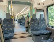  ?? LCRCA ?? At-seat charging sockets and perch seats in gangways are among the Class 777’s interior features.