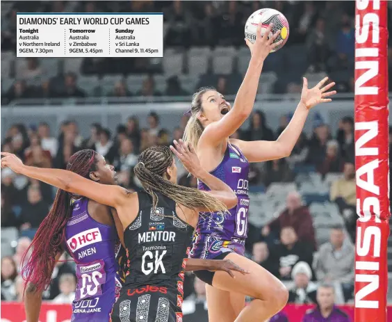  ?? Picture: AAP IMAGE ?? Gretel Tippett does her controvers­ial lay-up in a Super Netball match between the Firebirds and Collingwoo­d this year.