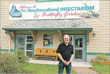  ?? ROXANNE RYLAND PHOTO ?? Lloyd Hollett stands outside the Newfoundla­nd Insectariu­m.