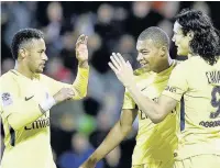  ??  ?? STRIKE STARS Scary forwards Neymar, Mbappe and Cavani