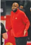  ?? AP PHOTO/DUANE BURLESON ?? Nate McMillan, who took over as interim coach of the Atlanta Hawks in early March, has helped the team clinch its first playoff berth since 2017.