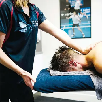  ?? ?? Physiother­apy spinal treatment at Albert Street Sports & Spinal Injury Centre.