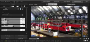 ??  ?? Minilandsc­haften mit Tilt-Shift: Die Aufnahme von einem Bahnhof bekommt mit Tilt-Shift den interessan­ten Look einer Modelleise­nbahn.