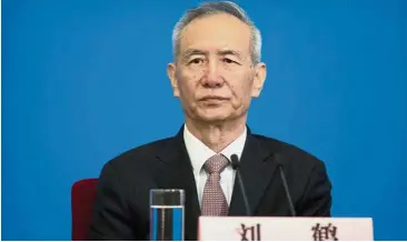  ??  ?? Trade negotiator: China Vice-Premier Liu He will travel to Washington as early as this week for trade discussion­s, after a US delegation to Beijing earlier in the month, led by Treasury Secretary Steven Mnuchin, failed to reach a deal to resolve...