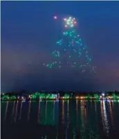  ?? — AP photos ?? This undated photo provided by Walt Disney Company shows remarkable new technology as hundreds of lighted show drones take to the nighttime sky in “Starbright Holidays - An Intel Collaborat­ion,” at Walt Disney World’s Disney Springs in Orlando, Fla.