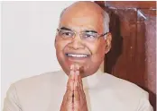  ?? PHOTO: PTI ?? Ram Nath Kovind greets the media after being elected as the 14th President of India, in New Delhi on Thursday