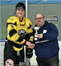  ?? Geoff White ?? ● Tom Stubley receives player of the month award