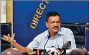  ?? PTI ?? Delhi Chief Minister Arvind Kejriwal addresses a press conference