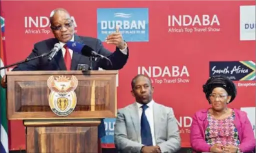 ??  ?? L-R: President Jacob Zuma, CEO South Africa Tourism, Sisa Ntshona