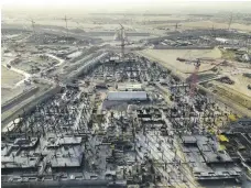  ?? Dubai Media Office ?? An aerial photograph shows how work is progressin­g at Dubai’s Expo 2020 site