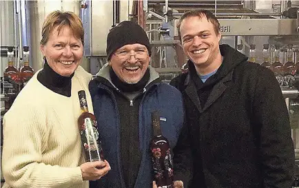  ?? FOSTER FAMILY PHOTO ?? Kathy, Bill and Chris Foster of OTT Enterprise­s distillery in St. Louis faced delays because of UPS volume.