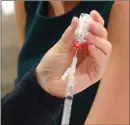  ?? NEWS FILE PHOTO ?? A flu shot is prepped in this News file photo. This season's influenza vaccine has been found to be more than 40 per cent effective in preventing the respirator­y illness in Canadians who got the shot. While that figure may seem less than optimal,...