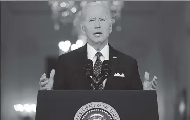  ?? AFP ?? US President Joe Biden speaks about the recent mass shootings and urges Congress to pass laws to combat gun violence at the Cross Hall of the White House in Washington, DC, on Thursday.