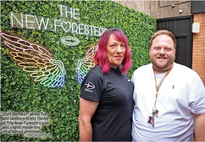  ?? JOSEPH RAYNOR ?? Staff member Jenny Fur and landlord Brent Foster at The New Foresters pub and (right) inside the refurbishe­d premises