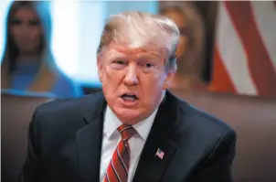  ?? AP PHOTO ?? U.S. President Donald Trump speaks during a cabinet meeting at the White House on Tuesday in Washington.