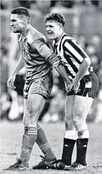  ??  ?? Pain game: Vinnie Jones’s famous grab of Paul Gascoigne