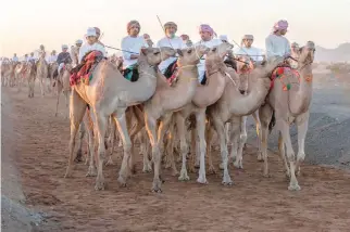  ?? SAMI AL HINAI ?? Riders at the horse show in Nizwa on Thursday. PHOTO BY