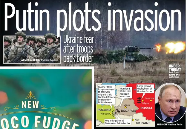  ?? ?? ARMED & READY Russian fighters UNDER THREAT Tank fires during drill in Ukraine