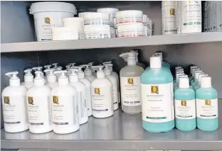  ?? ?? Masques and cleaners are some of the products sold by Sharon Quann’s business, Quannessen­ce.